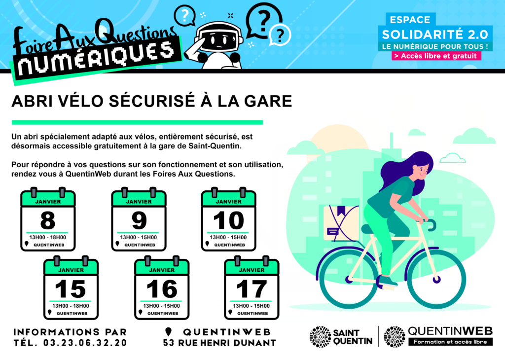 Foire Aux Questions NUMÉRIQUES (FAQ) :  Abri vélo sécurisé à la gare